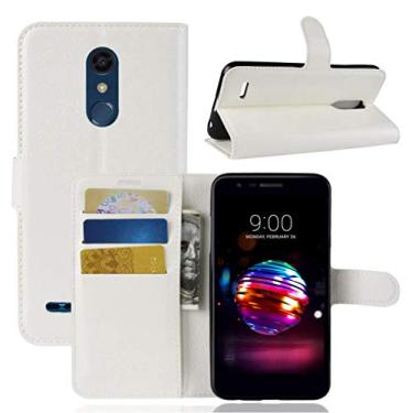 Imagem de Capa para LG K10 2018, capa carteira flip de couro PU premium com compartimento para cartão, suporte e fecho magnético [capa interior à prova de choque de TPU] Compatível com LG K10 2018
