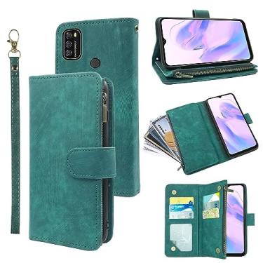 Imagem de Compatível com Blackview A70 Capa carteira com alça de pulso e couro vintage premium com suporte para cartão de crédito, acessórios para celular, capa para celular BlackviewA70 2021, mulheres e
