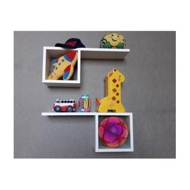 Imagem de Prateleira Decorativa de MDF Branco, para Livros, Brinquedos, Sala, Escritório, Cozinha