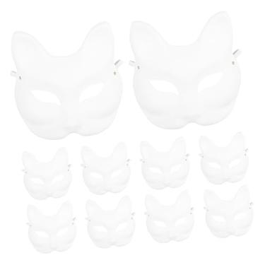 Imagem de 10 peças máscaras de raposa, máscaras de máscaras DIY Máscaras de cosplay em branco Máscaras de artesanato sem pintura Máscaras de fantasia em branco pintáveis ​​para fantasia de cosplay / 372