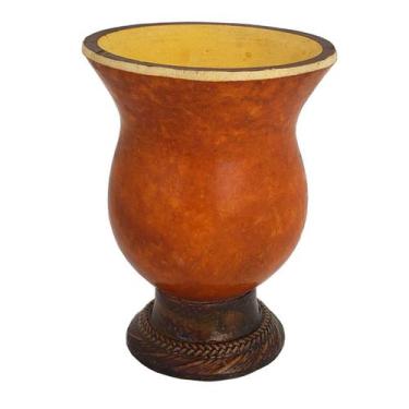 Imagem de Cuia para Chimarrão Tererê de Porongo Liso com Base Tripé em Massa de 