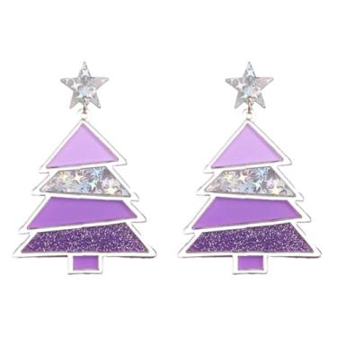 Imagem de Brincos de caminhão de árvore de Natal de acrílico com personalidade única, feitos à mão, leves, criativos, desenhos animados, brincos pendentes de árvore de Natal, joias para mulheres, crianças, adolescentes, presentes de festival, Metal, n/p