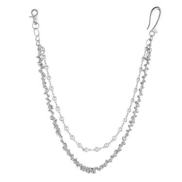 Imagem de HZMAN Correntes de calça para mulheres motociclistas de aço inoxidável em camadas de arame farpado para jeans, corrente de cinto, carteira, corrente de bolso, punk, acessórios góticos pesados, emoção,