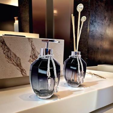 Imagem de Kit Lavabo Preto Banheiro Completo Vidro Super Luxo Presente Turmalina