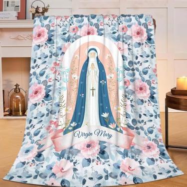 Imagem de Cobertor de Virgem Maria, Escrituras Religiosas Cristãs Católicas Espirituais Presentes para Adultos Mulheres Macio Aconchegante Quente Pelúcia Fofo Fuzzy Cobertor de Lã Decoração 101 cm X 127 cm