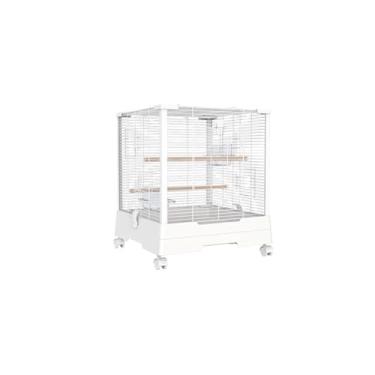 Imagem de Gaiola para Pássaros Gaiola para pássaros Metal Branco Quadrado Gaiola de reprodução Gaiola de reprodução Casa Pássaro Camada única Gaiola ornamental Gaiola para Pássaros de Estimação
