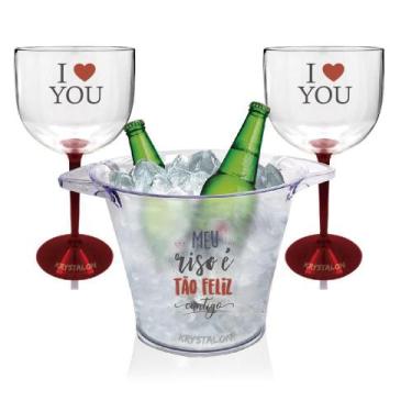 Imagem de Kit Taças Personalizado Tão Feliz - Para Dia Dos Namorados - Krystalon
