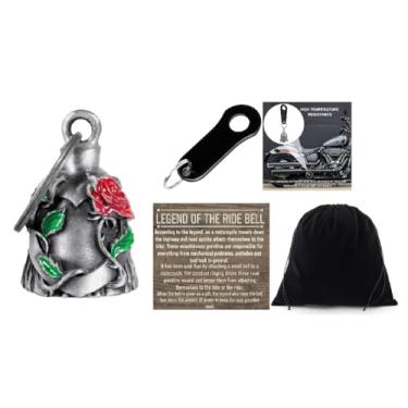 Imagem de KMA Est. 2005 THE RIDE BELL Rosa Vermelha e Coração com Gancho Preto Motocicleta Lucky Charm Biker Sorte Presente Lady Rider, Small, Aço inoxidável, Sem Pedra Preciosa