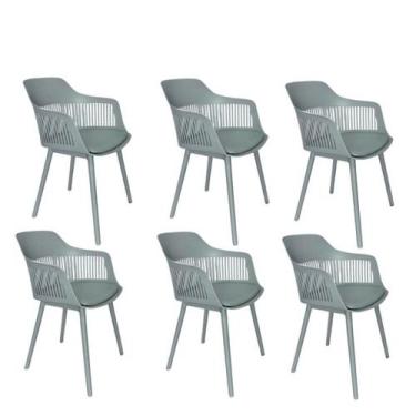 Imagem de Kit 6 Cadeiras de Jantar Estofada Marcela Montreal 140PP CINZA - Ataca