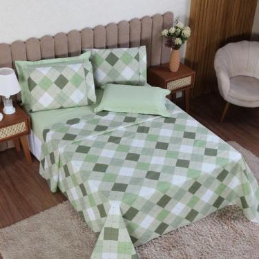 Imagem de Jogo de Cama Casal 3p Lençol sem Elástico + Fronha 100% Algodão Percal