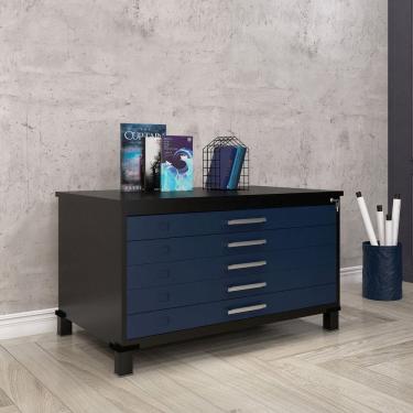 Imagem de Mapoteca Mont 5 Gavetas 71,3cm X 120,4cm Aço Preto/Azul Delrei