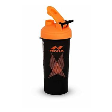 Imagem de NIVIA Garrafa coqueteleira Venom Sports de 650 ml com compartimento extra - ideal para proteína (laranja, capacidade - 650 ml) | Material - plástico | Para esportes, ciclismo, academia, corrida,