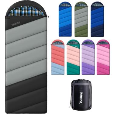 Imagem de Saco de dormir com forro de flanela de algodão para adultos, adolescentes, crianças, clima frio e quente, 3 estações, equipamento essencial de acampamento compacto leve, caminhadas, atividades ao ar