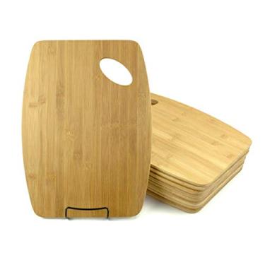 Imagem de Conjunto de 12 tábuas de corte de bambu por atacado – bandejas de charcutaria de madeira em branco de 38 x 28 cm, travessas de pastagem para decoração de casa, eventos, uso de festa, presentes de
