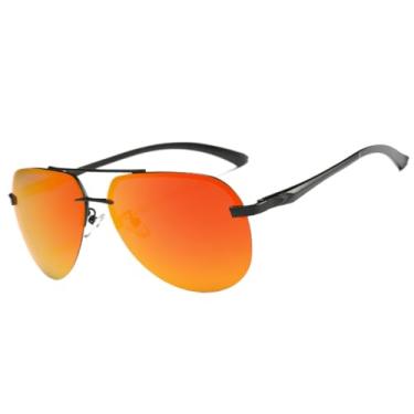 Imagem de Óculos de sol com proteção UV400 para homens e mulheres | Dobradiças de metal em alumínio, lentes coloridas | Para dirigir e praticar esportes ao ar livre, laranja
