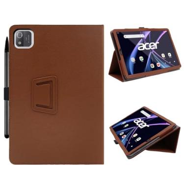 Imagem de Capa para tablet Acer Iconia Tab A8 22 cm, ângulos de visualização múltipla, capa fina e leve para tablet Acer Iconia Tab A8-11-A30S com alça de mão e suporte de lápis, marrom
