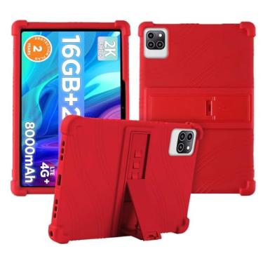 Imagem de Capa para tablet Callsky-Tab Ctab 12 de 12 polegadas, capa protetora de silicone macio, adequada para crianças, suporte ajustável, 4 cantos, à prova de choque, vermelha