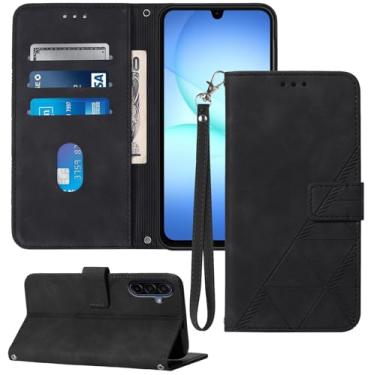 Imagem de Moment Dextrad Capa carteira para Samsung A17 5G, compartimentos para cartão, alça de pulso, proteção interna de telefone TPU, capa flip de couro PU para Galaxy A17 2025 (preto)