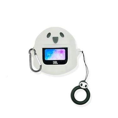 Imagem de SKPY Capa resistente à prova de choque com design fantasma luminoso bonito 3D compatível com JBL Tour Pro 2 silicone macio com mosquetão anel antiperda para meninos meninas mulheres homens