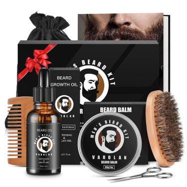 Imagem de Varolan Kit para Barba Profissional Portátil com Cera e Pente, 5 Itens