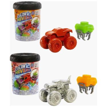 Imagem de 2 Caminhão Monster Truck Color Reveal com Revestimento Especial e Um Tanque Pulverizador de Água Clipado, Hot Wheels