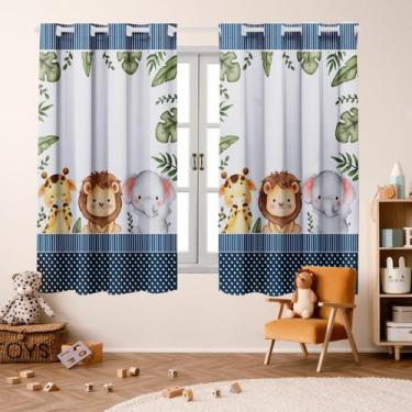 Imagem de Cortina Infantil Safari Baby 2,00x1,50 Decorativa para Quarto e Janela