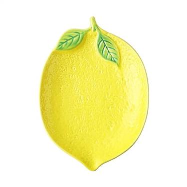 Imagem de Lata de lixo Prato de jantar de cerâmica em forma de limão Lindo prato de frutas Utensílios de mesa personalizados para café da manhã Utensílios de cozinha grandes