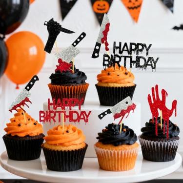 Imagem de 24 PCS Halloween Cupcake Toppers Blood Knife Cupcake Decorations for Halloween Birthday Supplies
