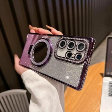 Imagem de Capa espelhada com gradiente de diamante e glitter para Samsung Galaxy S25 S23 Ultra S24 Fe S22 Plus A54 A55 A15 A35 com capa protetora de ondulação de água (para Samsung A13/roxo)
