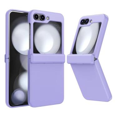 Imagem de Para samsung zflip5 moda pura dobradiça caso de telefone para samsung galaxy z flip 5 lente proteção híbrida capa traseira, roxo claro, para sam z flip 5