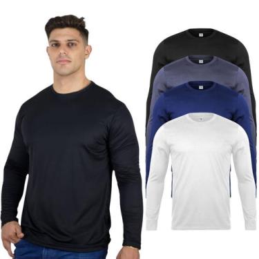 Imagem de Camiseta Dry Masculina Manga Longa Cores Variadas Proteção Térmica UV 