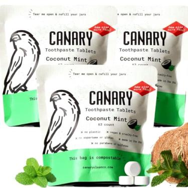 Imagem de Pastilhas de pasta de dente Canary Coconut Mint - Remineralizantes, sem flúor, todas as abas naturais com xilitol - Ótimo para viagens, sem plástico - 189 unidades