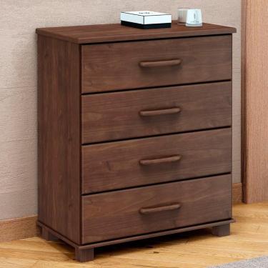 Imagem de Cômoda Para Quarto 85cm 4 Gavetas Pé Madeira Eduarda Café F07 - Mpozenato