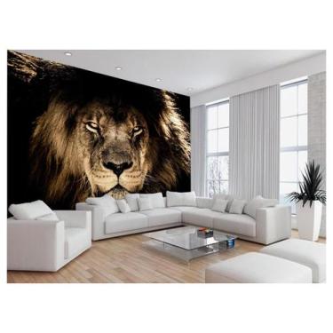 Imagem de Papel De Parede 3D Animais Leão Rosto Encarando 3,5M Anm465 - Você Dec