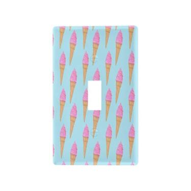 Imagem de Blueangle Capa para placa de parede para interruptor de luz - Cones de sorvete Capa decorativa para tomada de parede, tamanho 1 gangue 4,53 x 2,76 polegadas (704)