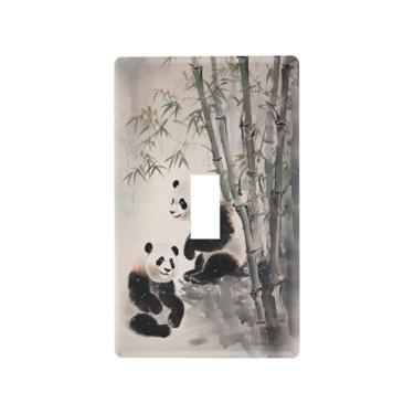 Imagem de Blueangle Capa de placa de parede para interruptor de luz - Tampa decorativa para interruptor de luz de bambu panda chinês, placa de parede, tamanho 1 gangue 4,53 x 2,76 polegadas (197)