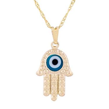 Imagem de Colar Hamsa com Olho Grego 20mm - Sunshine Cristais Cor:Ouro