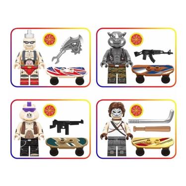 Imagem de Boneco Blocos De Montar Kit Tartarugas Ninja Vilões Skate