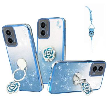 Imagem de Nouxwerx Capa para Motorola Edge 50 Fusion 5G, capa de celular para G96 capa macia e fina para meninas e mulheres com anel de alça de suporte de cordão à prova de choque capa protetora para Moto Edge