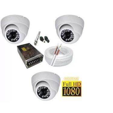 Imagem de Kit 3 Câmeras Dome Infra vermelho Hd c/ Acessórios - Protec