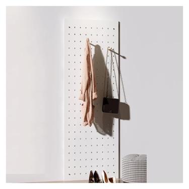 Imagem de Organizador de parede de madeira modular elegante com ganchos - Rack de armazenamento e painel de exibição de fácil instalação (branco, 61 x 88) para casa, escritório, salas de artesanato - Maximize o