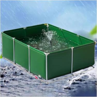 Imagem de Saco multifuncional impermeável de PVC para lagos de peixes com válvula de drenagem - 150 x 100 x 80 cm - Tela durável para aquários, piscinas e abastecimento de água de emergência - Design dobrável