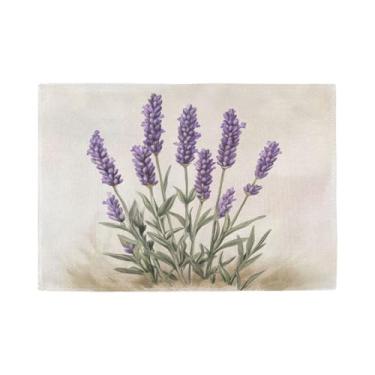 Imagem de Burbuja Jogo americano retrô lavanda conjunto de 4, tapetes de mesa laváveis antiderrapantes, resistentes ao calor para cozinha, mesa de jantar, ambientes internos e externos