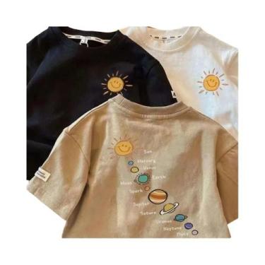 Imagem de Camiseta Infantil De Algodão Para O Verão, Manga Curta, Estilo Fresco,