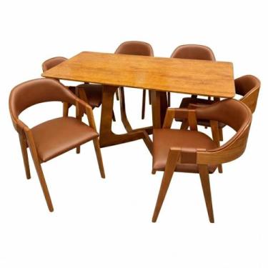 Imagem de Mesa de Jantar Dubai Flex 160x80cm Sem Vidro e 6 Cadeiras Perola em ma