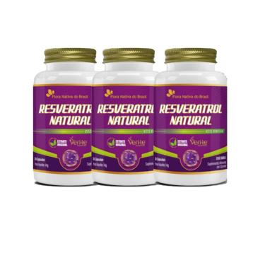 Imagem de Kit 3x Resveratrol Natural Veri-te 3x30 cps Vegan Caps Flora-Unissex