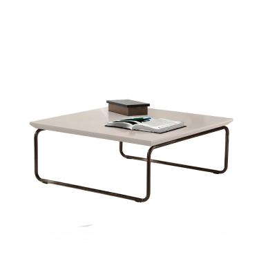 Imagem de Mesa de Centro Kairos Redonda Tampo MDF Laqueado Base Metal 70cm Laca Off White Lar Fle...