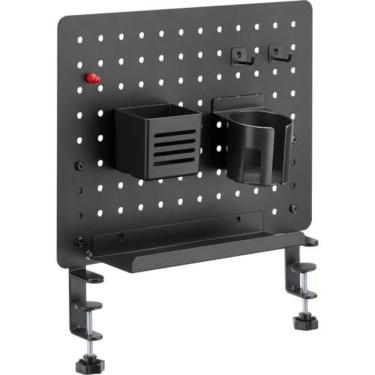 Imagem de Painel Organizador Pegboard para Escritório Grid Space Office em Aço com Fixação Completa Preto Fortrek