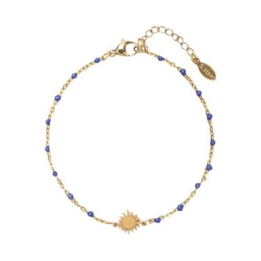 Imagem de Pulseira Feminina De Aço Inoxidável Com Esmalte Sol Para Festas Na Pra