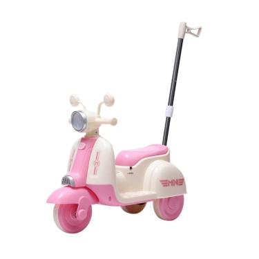 Imagem de Moto Elétrica Infantil com Empurrador Manual com Design Scooter e Farol LED Rosa Unitoys